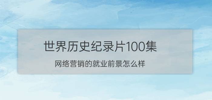 世界历史纪录片100集 网络营销的就业前景怎么样？